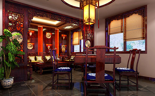 芦溪古典中式风格茶楼包间设计装修效果图